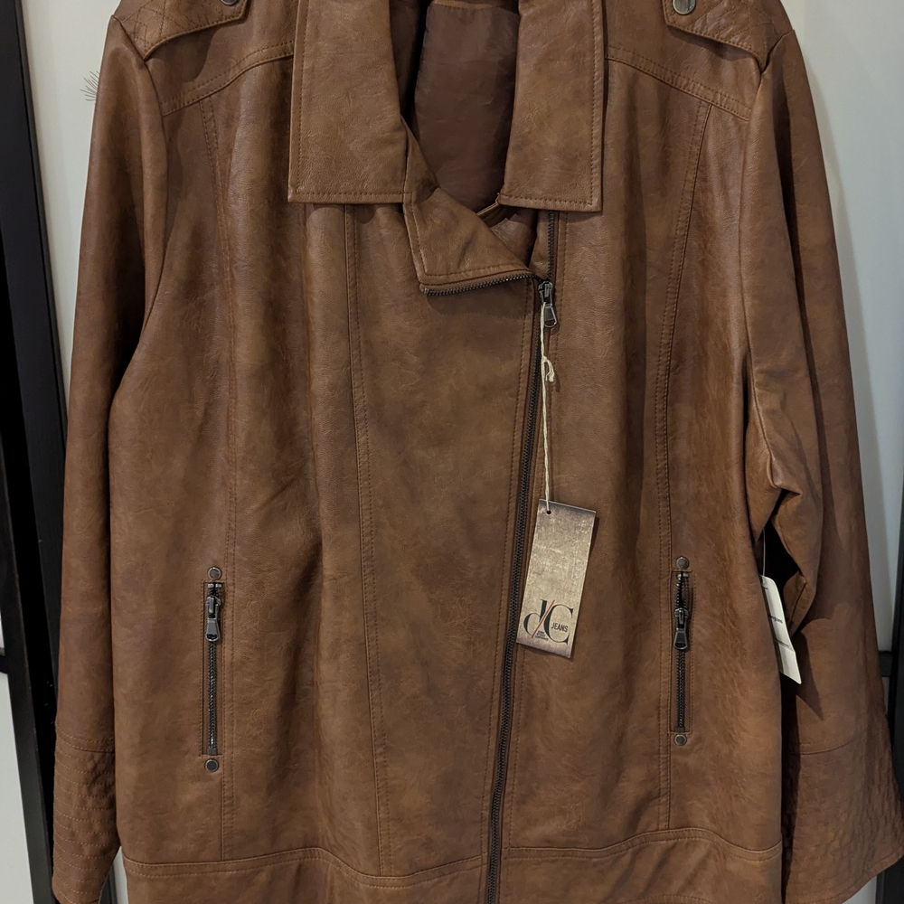 Brown Leather Jacket 5X - Picture 2 of 5